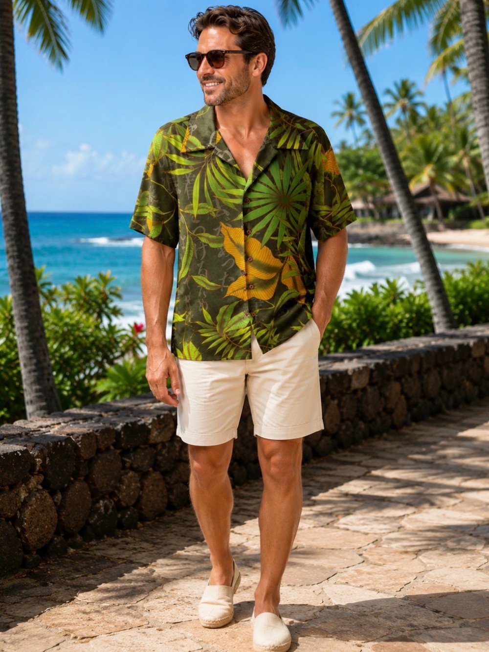 Vintage ZAM COLLECTION Hawaiian Tropical Beach Button Up Cabana 90s Shirt Size M